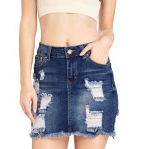 Distressed jean Skirt
